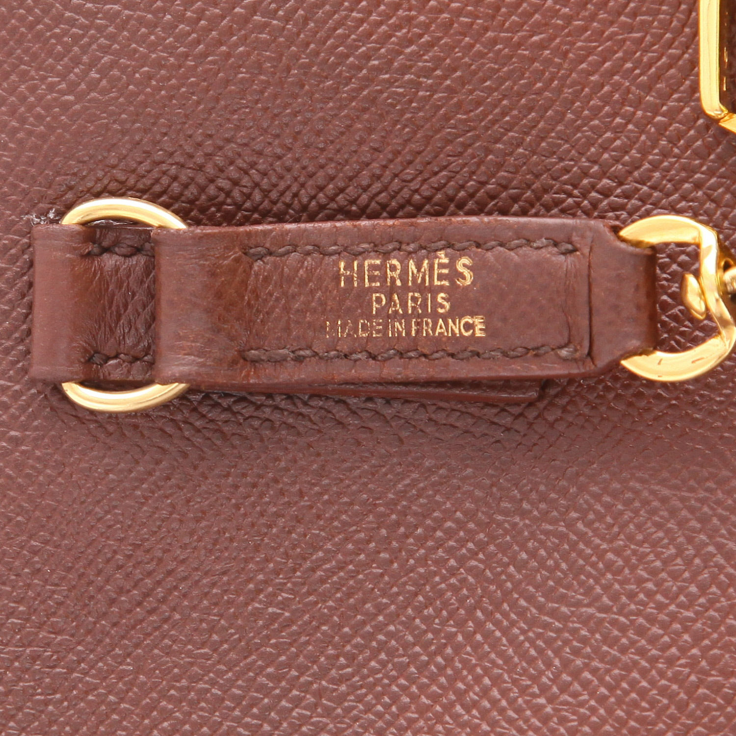 Bolso para llevar al hombro o en la mano Hermès  Trim en cuero Courchevel marrón - Detail D2
