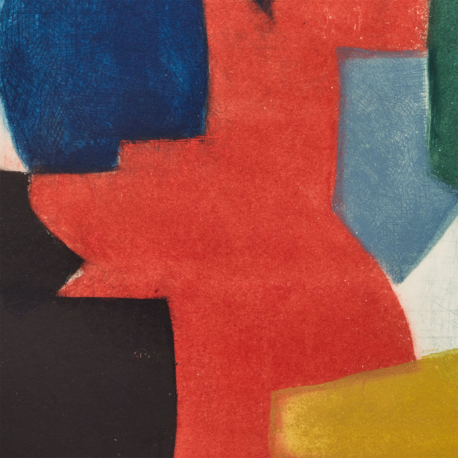 Composition bleue, rouge, verte et noire - 1958 - Detail D2