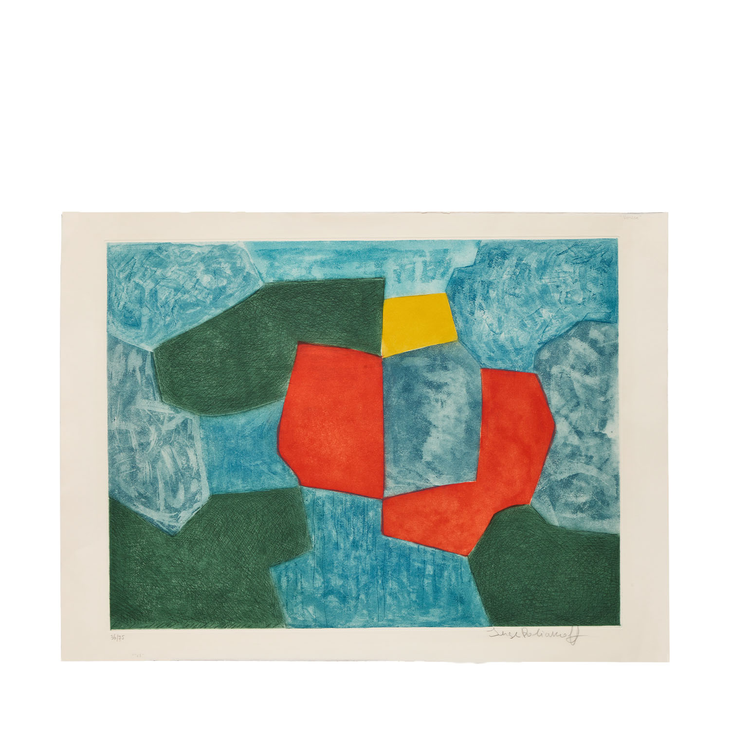 Composition verte, bleue, rouge et jaune - 1968 - Detail D1