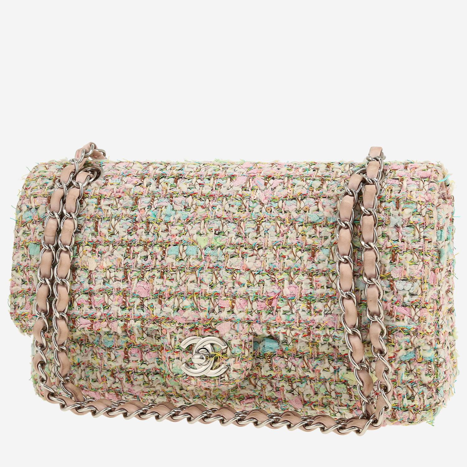 Chanel  Timeless Classic handbag  in pink and green tweed