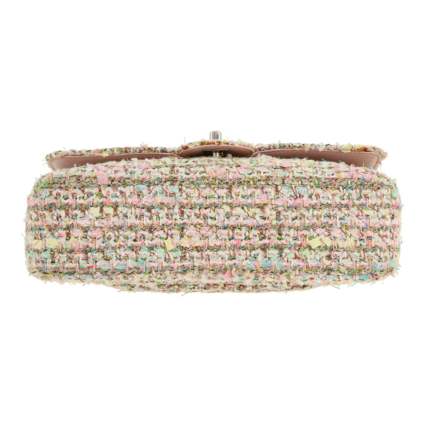 Sac à main Chanel  Timeless Classic en tweed rose et vert - Detail D1