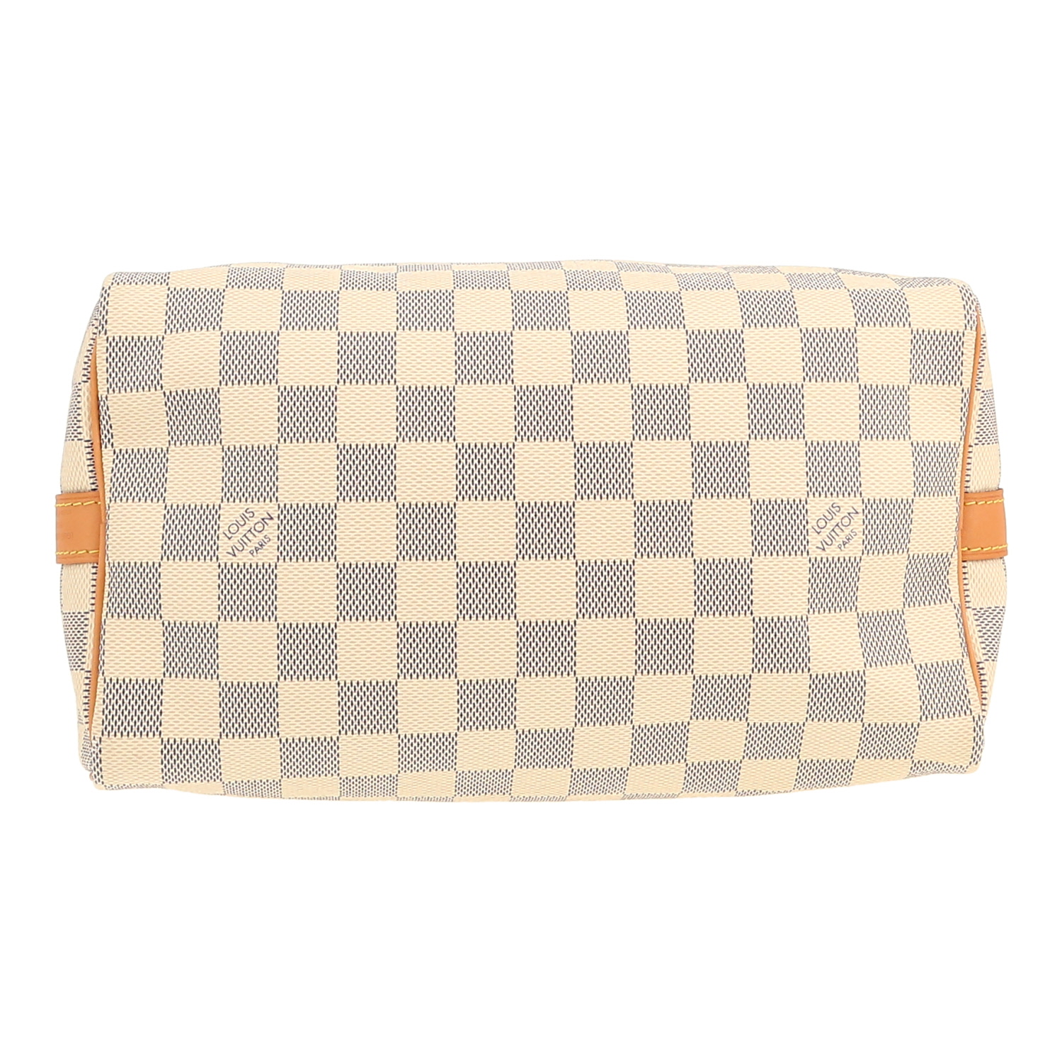 Borsa Louis Vuitton  Speedy 25 in tela a scacchi azzurro e pelle naturale - Detail D1