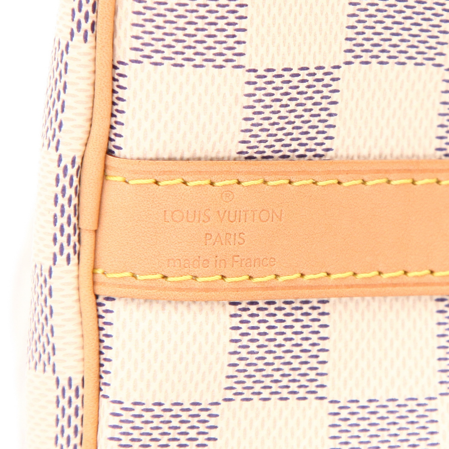 Borsa Louis Vuitton  Speedy 25 in tela a scacchi azzurro e pelle naturale - Detail D2