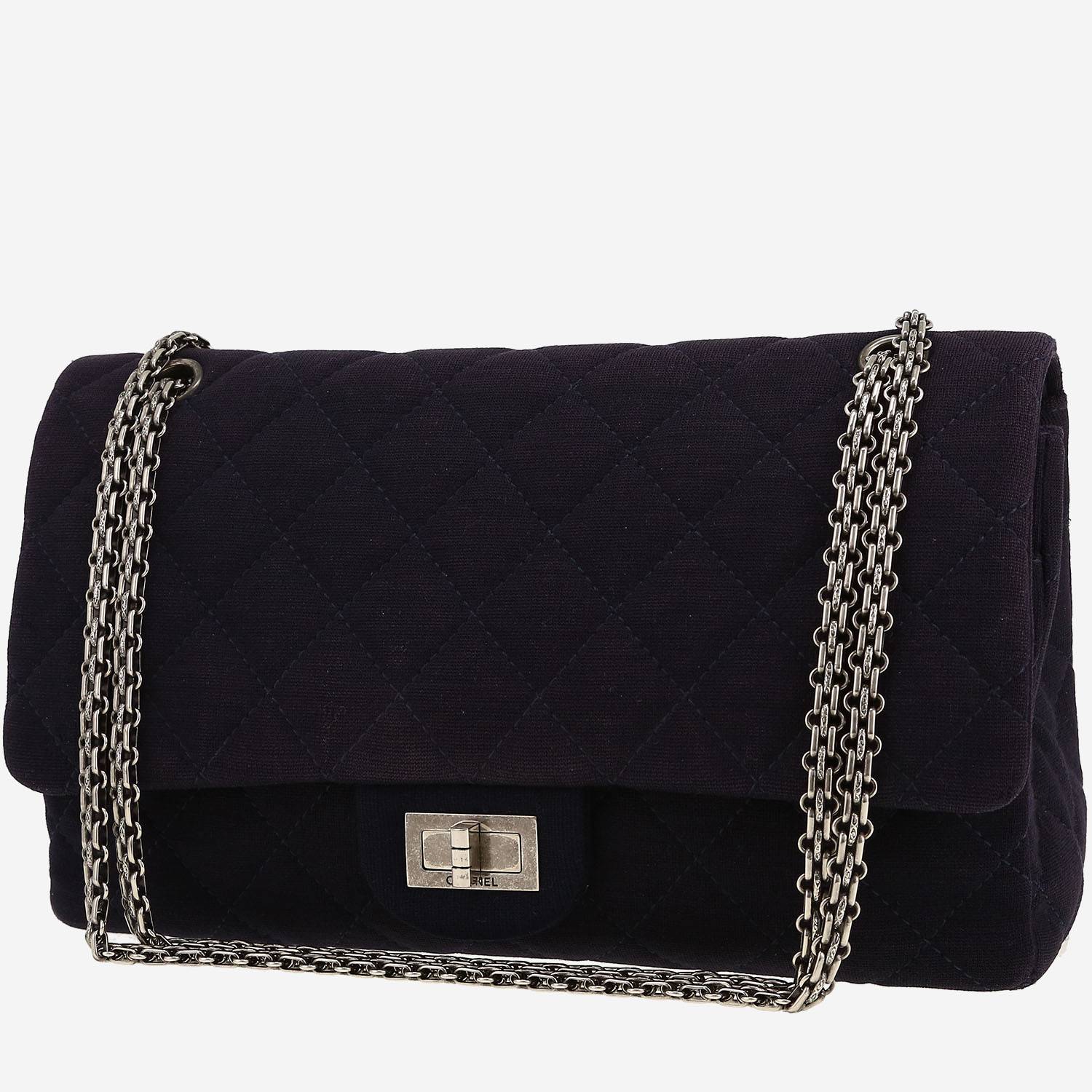 Chanel  2.55 shoulder bag  in navy blue jersey