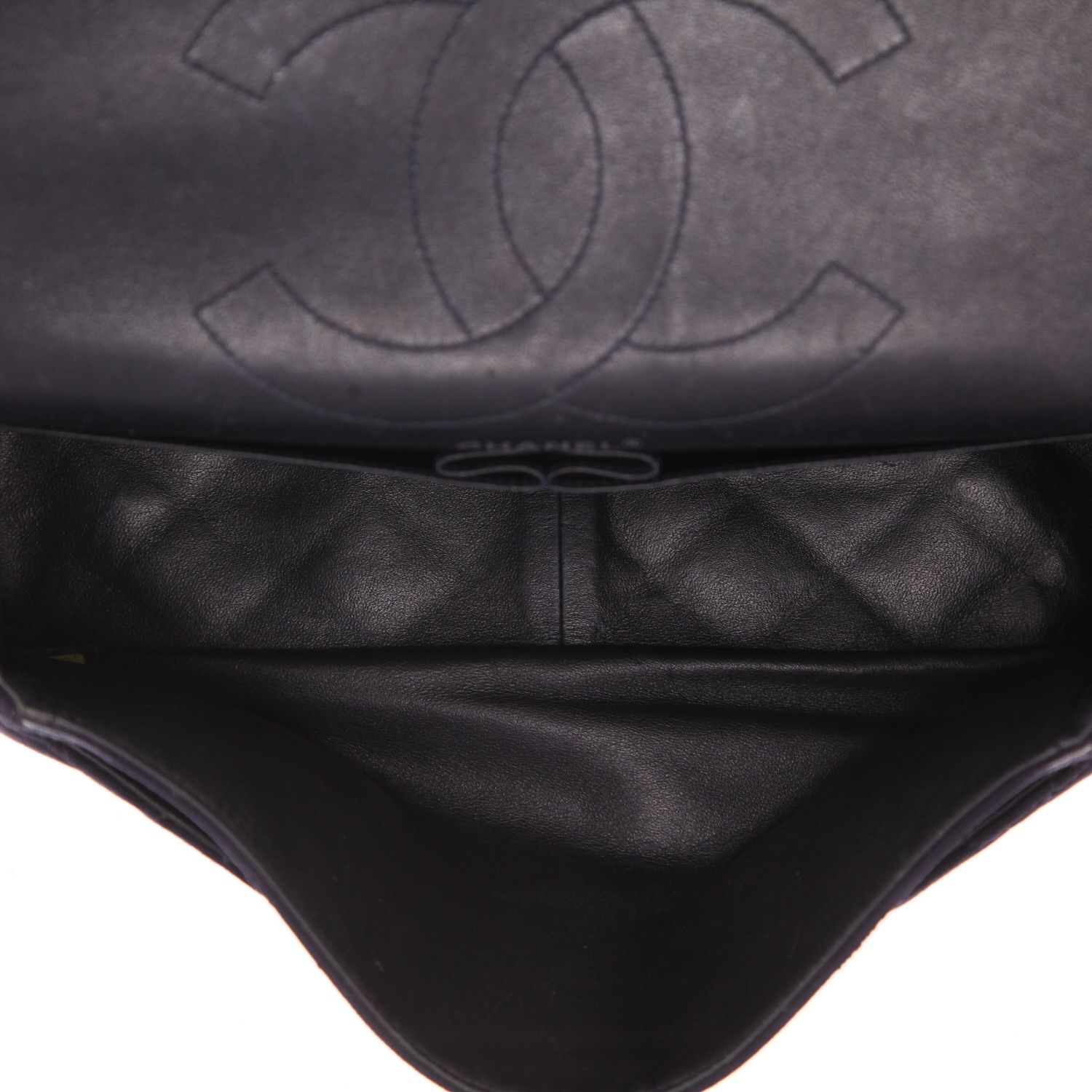 Chanel  2.55 shoulder bag  in navy blue jersey - Detail D3