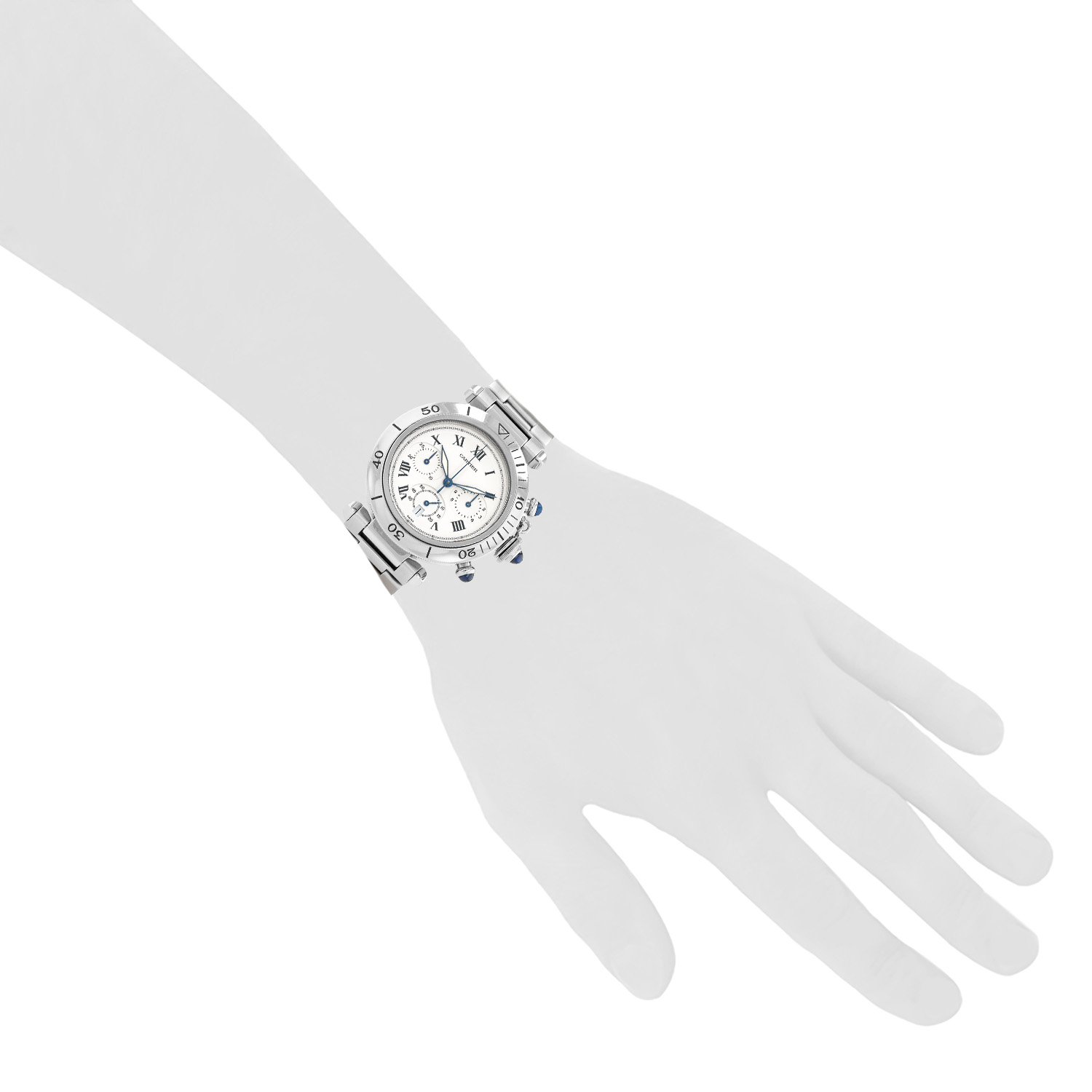 Montre Cartier Pasha Chrono en acier Ref: Cartier - 1050  Vers 1990 - Detail D1