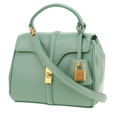 Bolso bandolera Celine  16 mini  en cuero verde