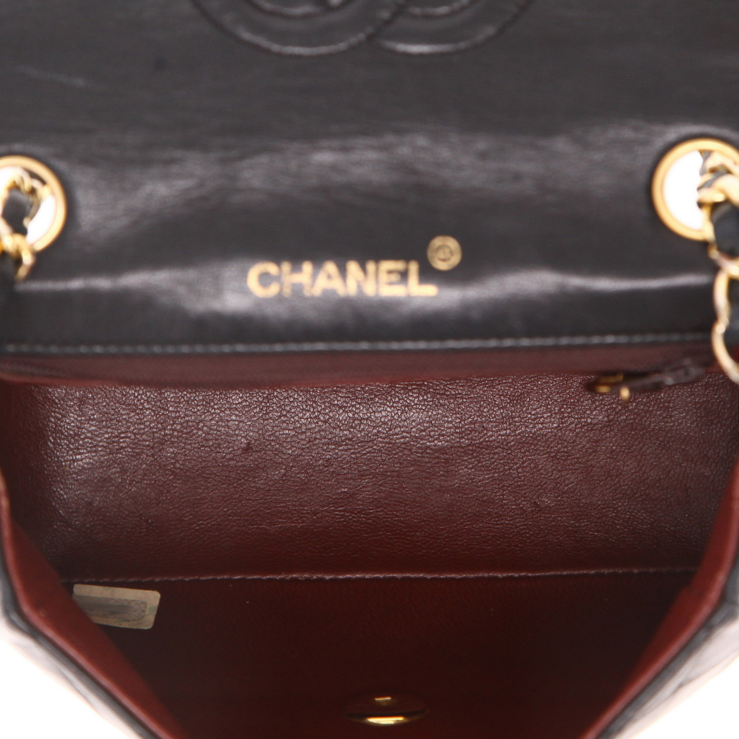 Borsa a tracolla Chanel  Mini Carré in pelle trapuntata nera - Detail D3