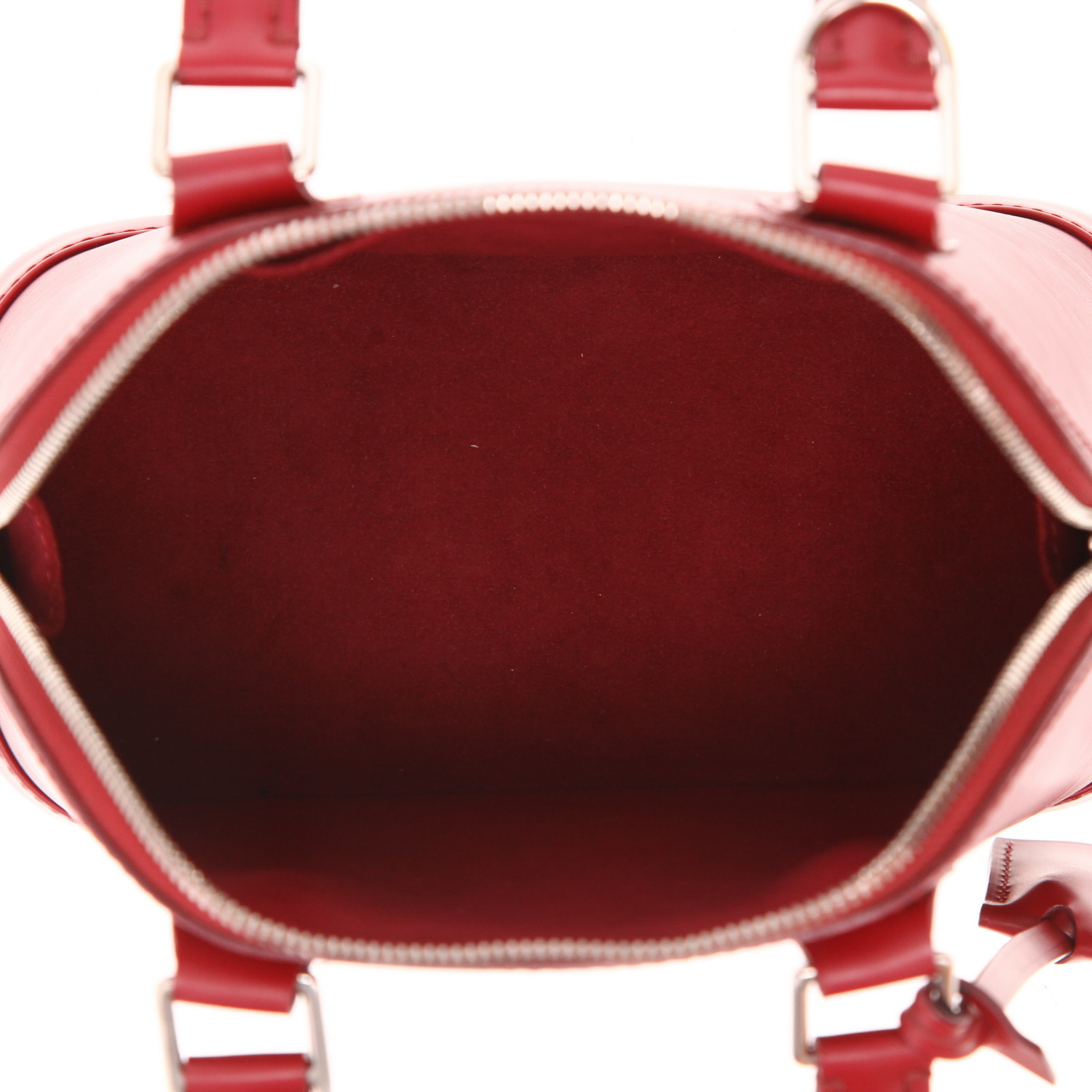 Bolso de mano Louis Vuitton  Alma BB en cuero Epi color frambuesa - Detail D3