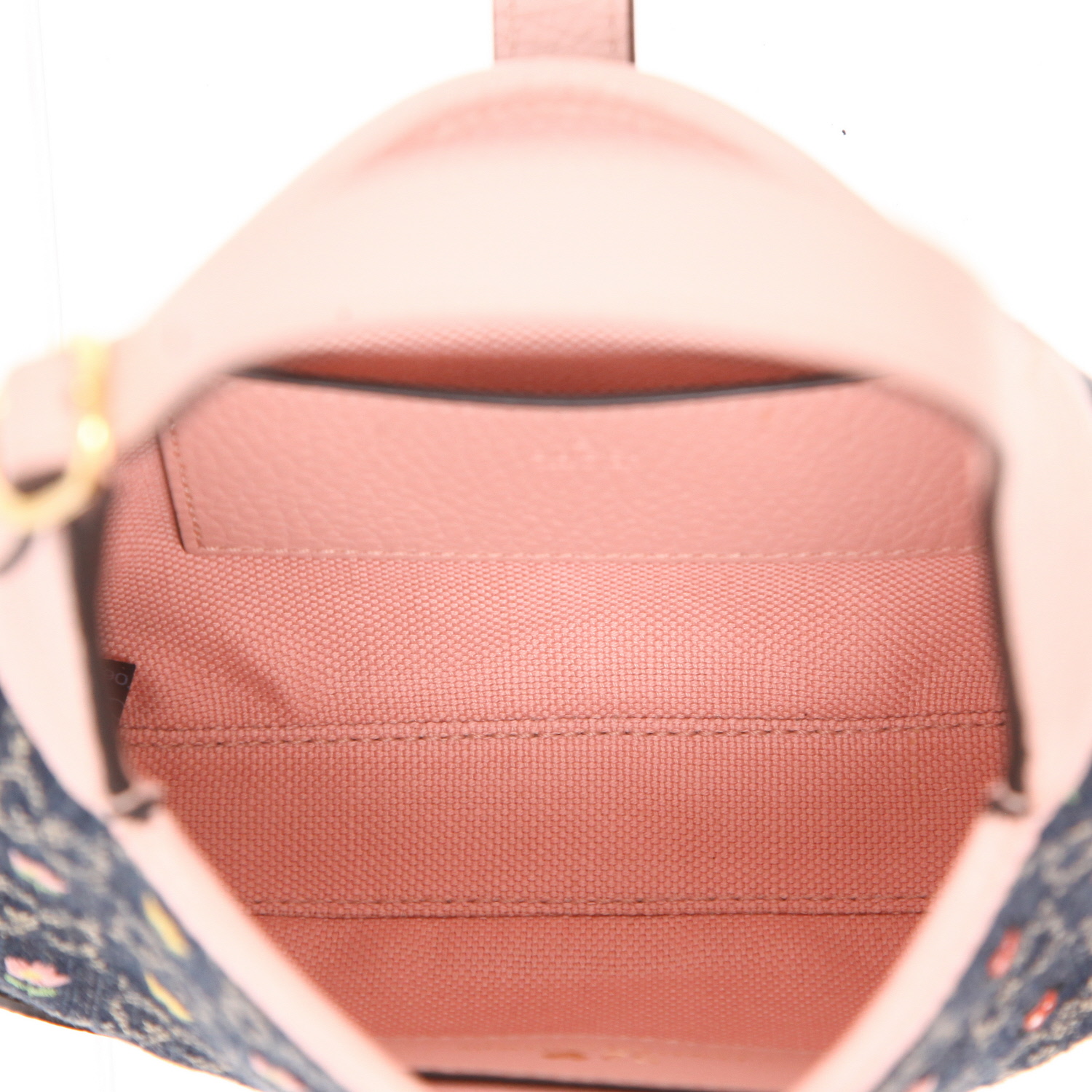 Borsa a tracolla Gucci  Jackie mini  in tela denim monogram blu e pelle rosa - Detail D3