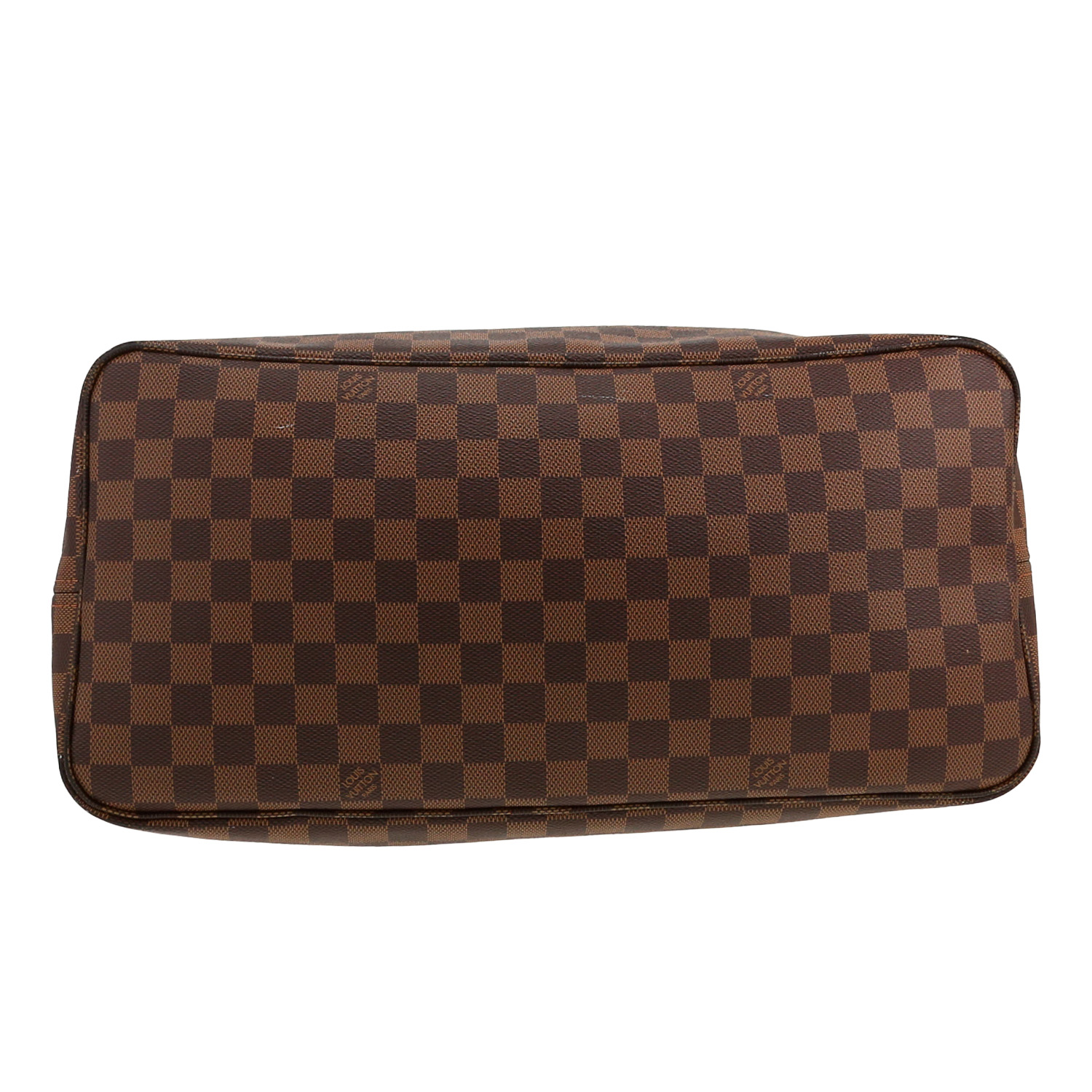 Sac cabas Louis Vuitton  Neverfull en toile damier ébène et cuir marron - Detail D1