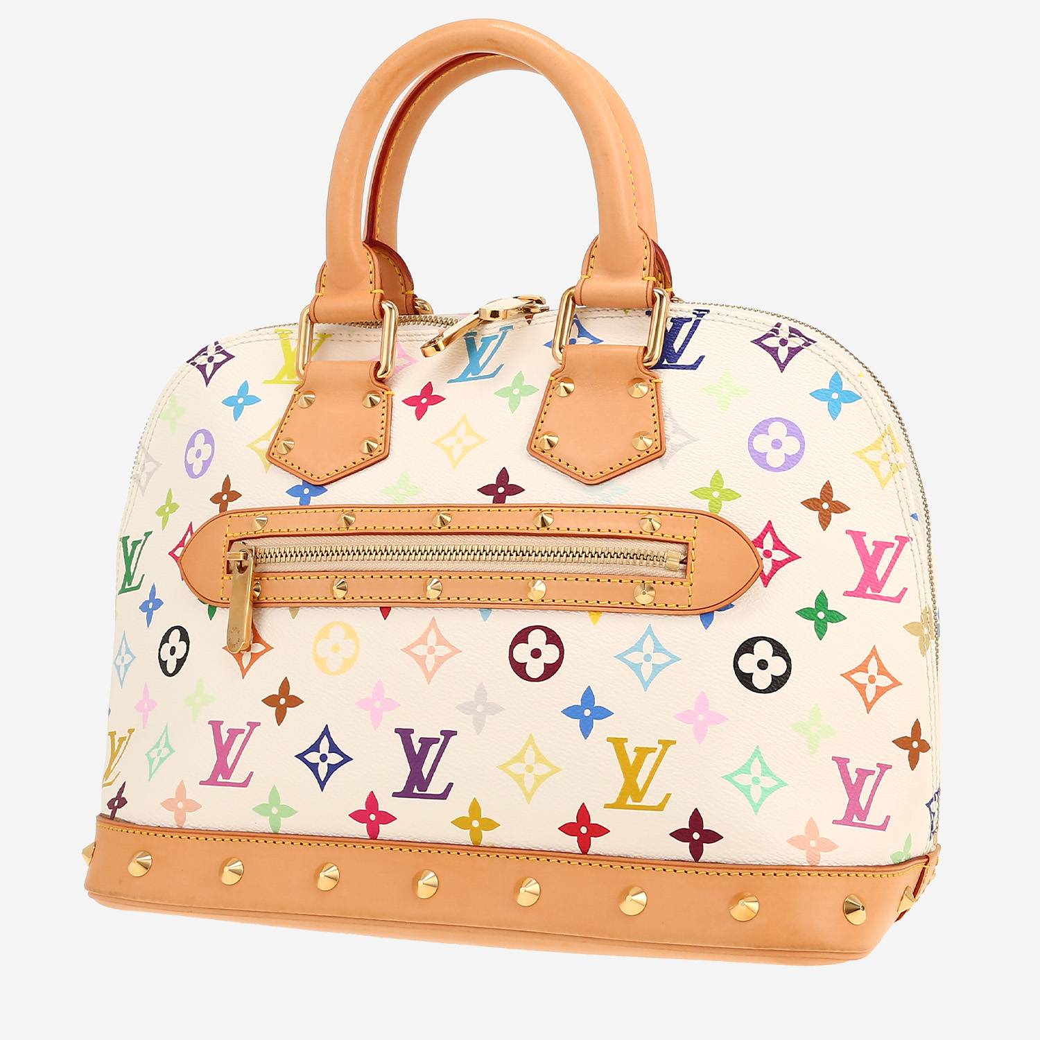 Louis Vuitton  Alma Editions Limitées handbag  in multicolor and white monogram canvas  and natural leather