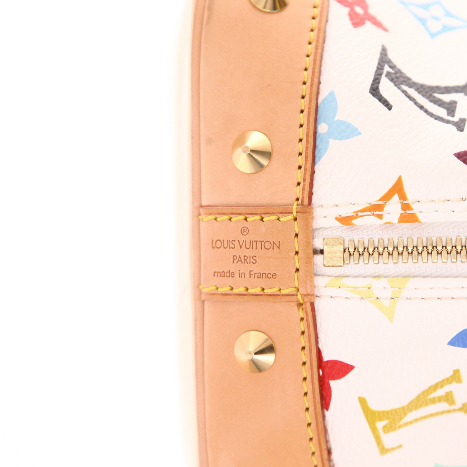 Borsa Louis Vuitton  Alma Editions Limitées in tela monogram cerata multicolore e bianca e pelle naturale - Detail D2