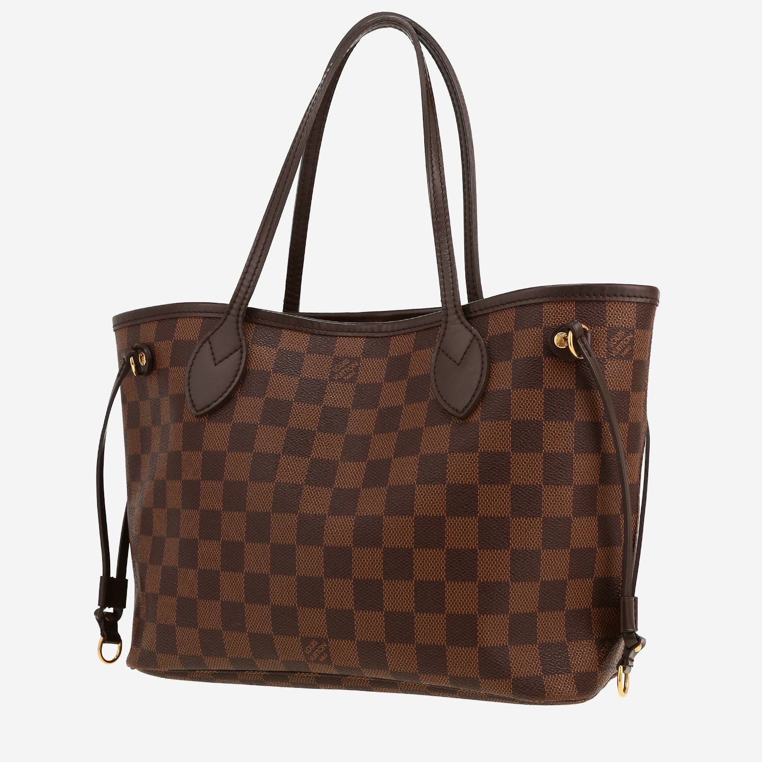 Sac cabas Louis Vuitton  Neverfull en toile damier ébène et cuir marron
