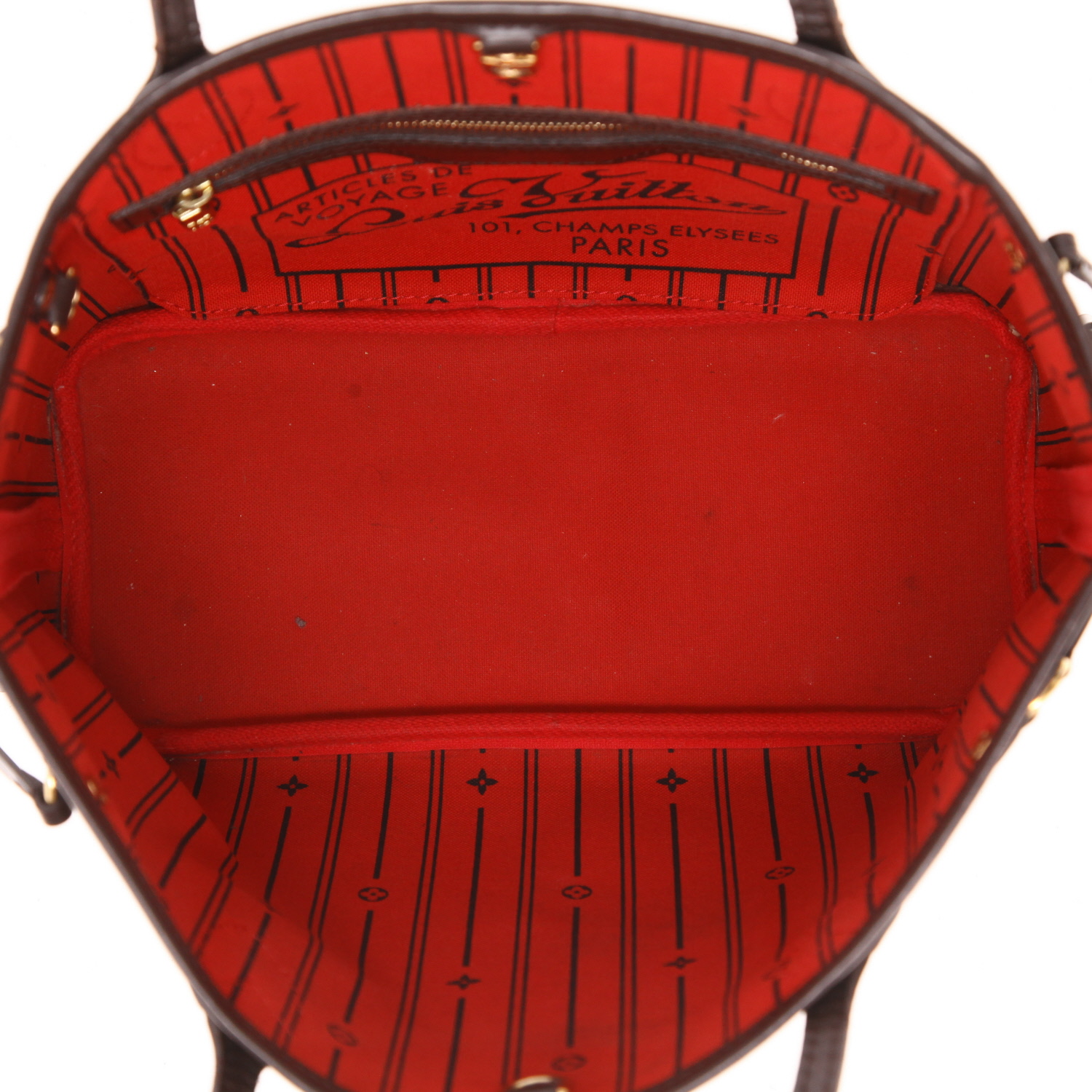 Shopping bag Louis Vuitton  Neverfull in tela a scacchi ebana e pelle marrone - Detail D3