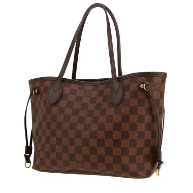 Sac cabas Louis Vuitton  Neverfull en toile damier ébène et cuir marron