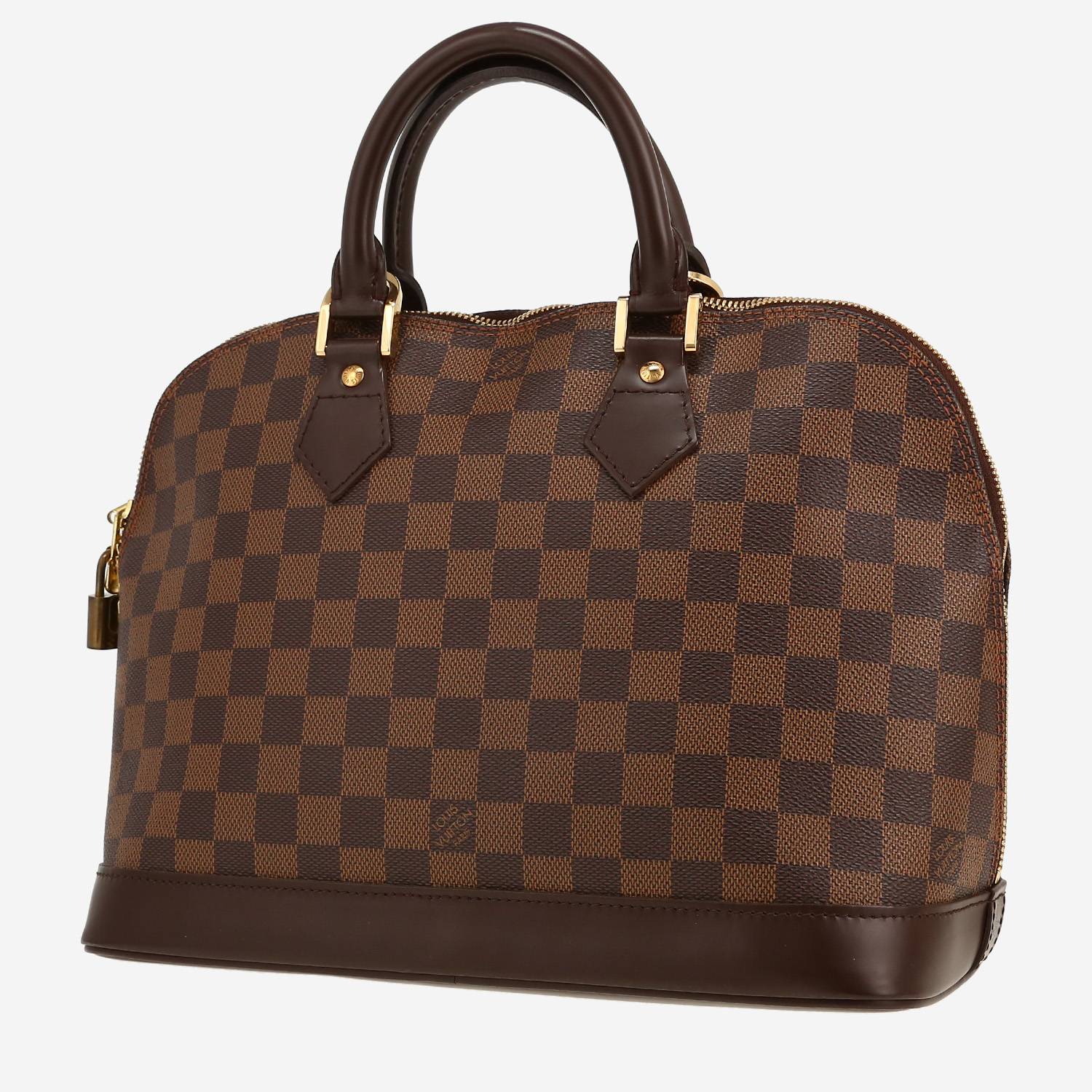 Louis Vuitton  Alma handbag  in ebene damier canvas  and brown leather