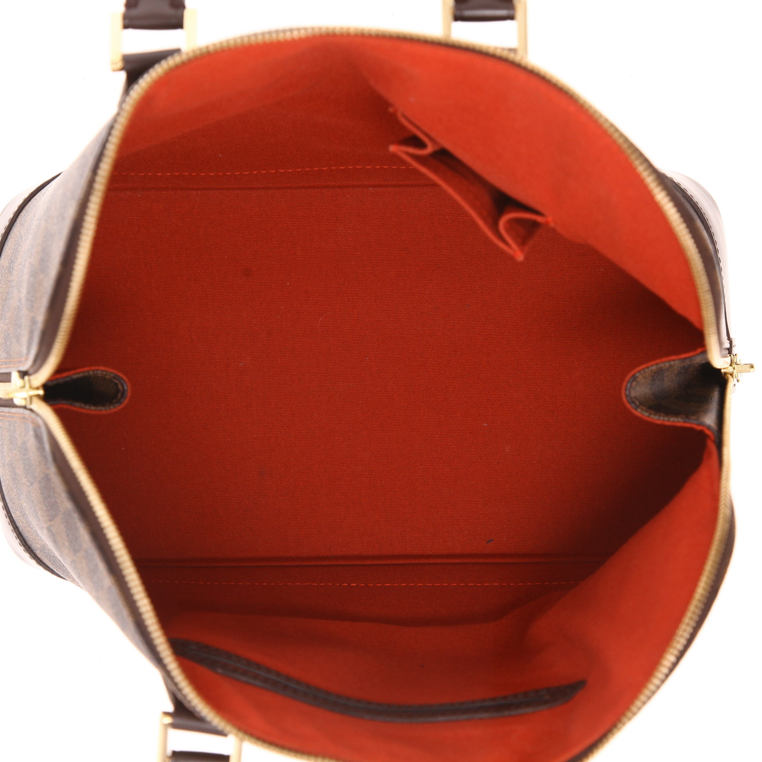 Louis Vuitton  Alma handbag  in ebene damier canvas  and brown leather - Detail D3