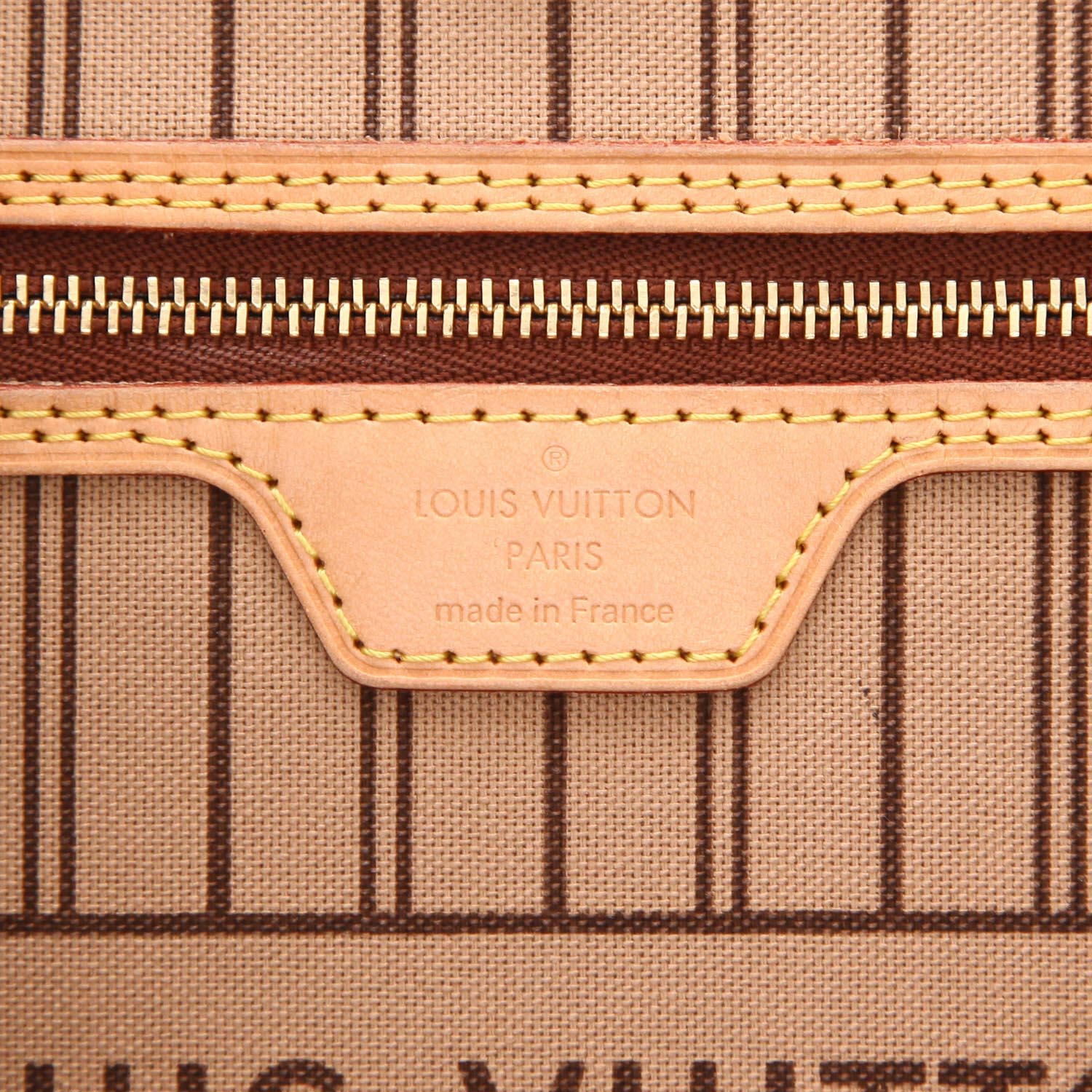 Louis Vuitton  Neverfull shopping bag  in brown monogram canvas  and natural leather - Detail D2