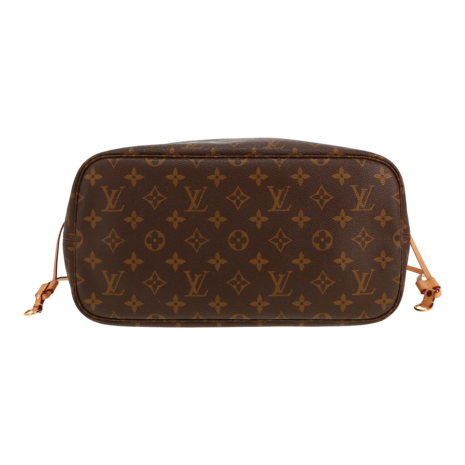 Bolso Cabás Louis Vuitton  Neverfull modelo mediano  en lona Monogram revestida marrón y cuero natural - Detail D1