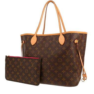 Louis Vuitton  Neverfull medium model  shopping bag  in brown monogram canvas  and natural leather