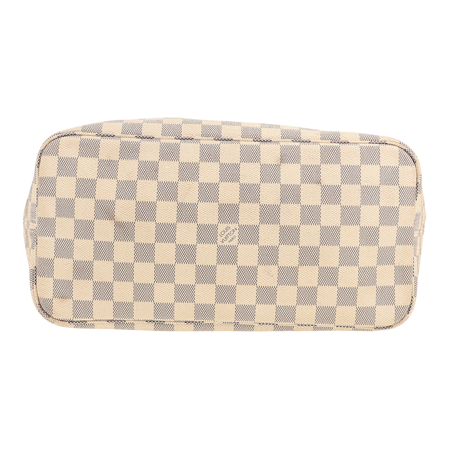 Sac cabas Louis Vuitton  Neverfull en toile damier azur et cuir naturel - Detail D1