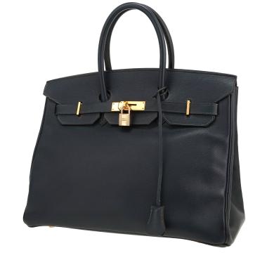 Borsa Hermès  Birkin 35 cm in pelle Courchevel blu