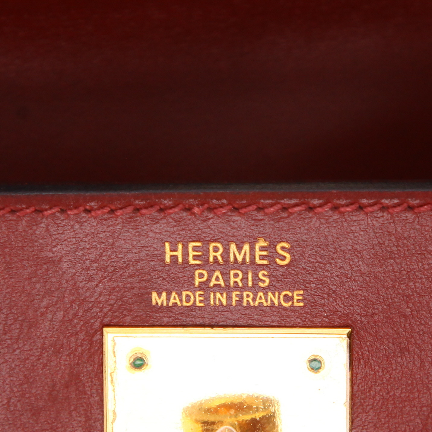 Bolso de mano Hermès  Kelly 32 cm en cuero box rojo H - Detail D2