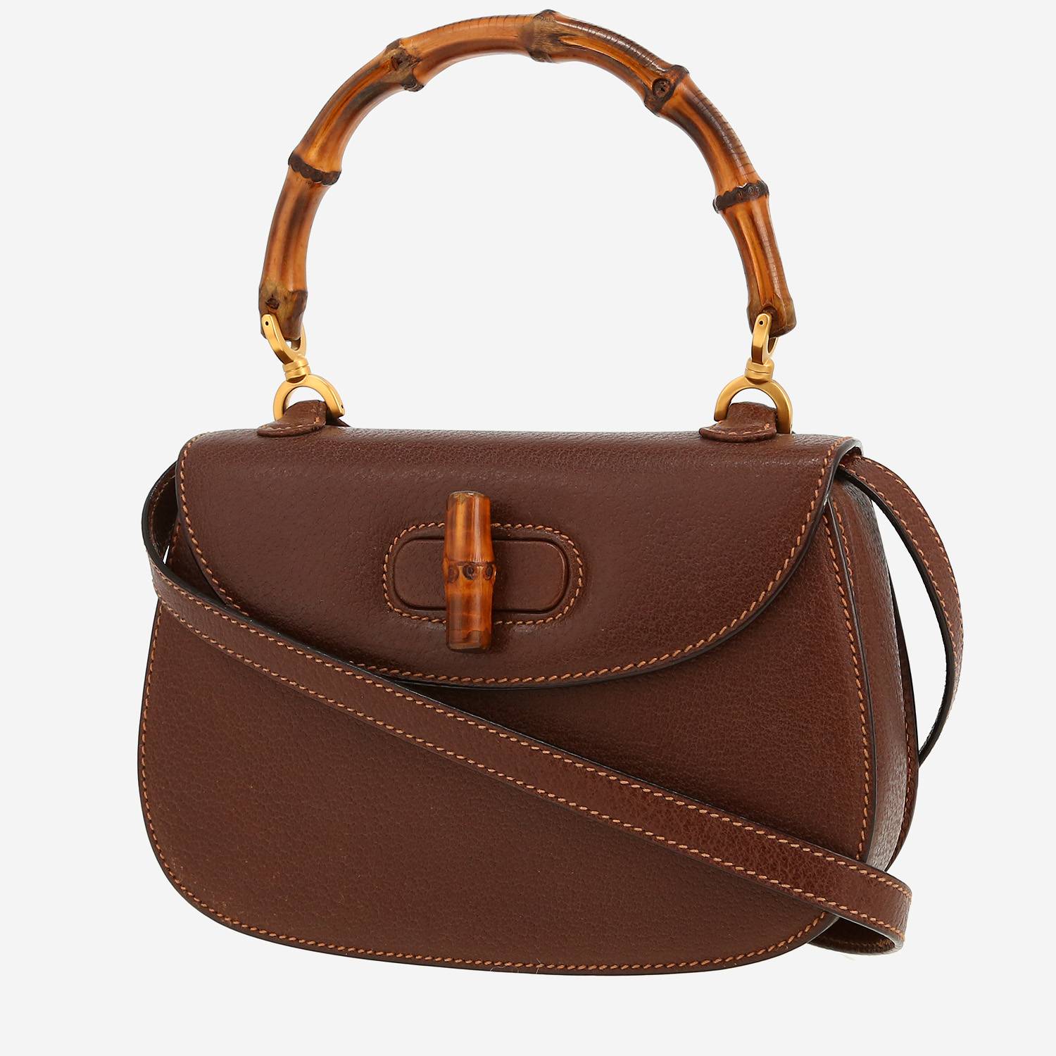 Bolso de mano Gucci  Bamboo en cuero marrón y bambú