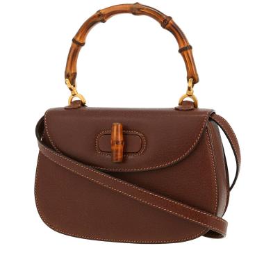 Sac à main Gucci  Bamboo petit modèle  en cuir marron et bambou
