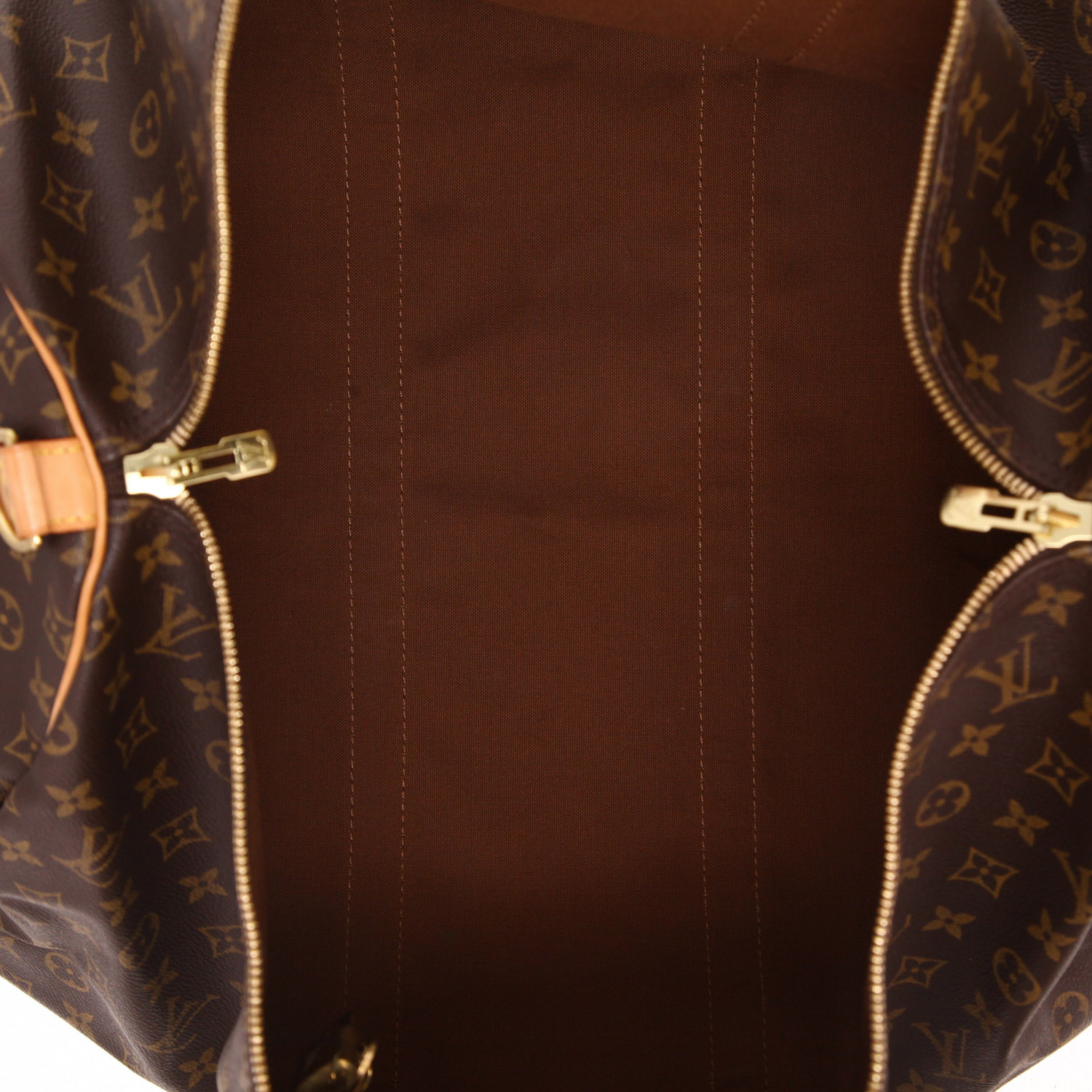 Louis Vuitton  Keepall 55 travel bag  in brown monogram canvas  and natural leather - Detail D3