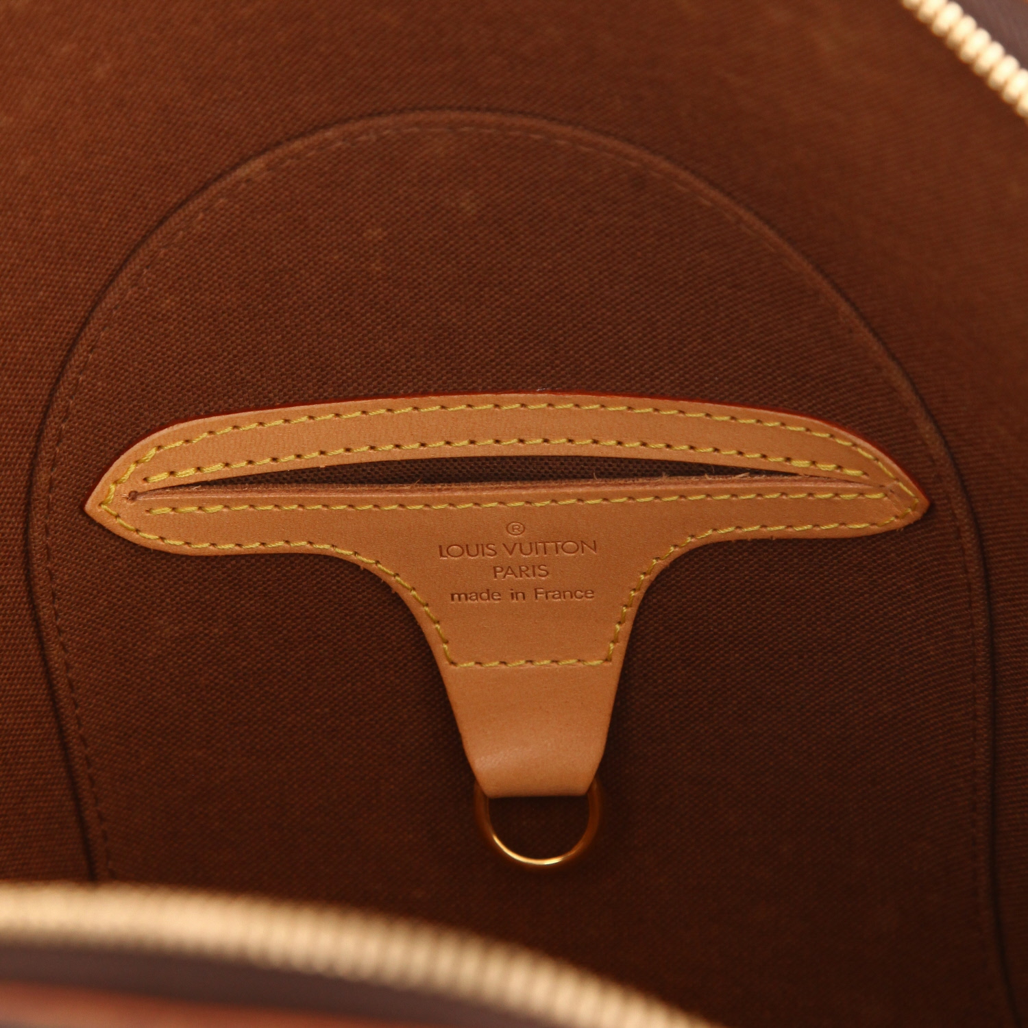 Bolso de mano Louis Vuitton  Ellipse en lona Monogram marrón y cuero natural - Detail D2