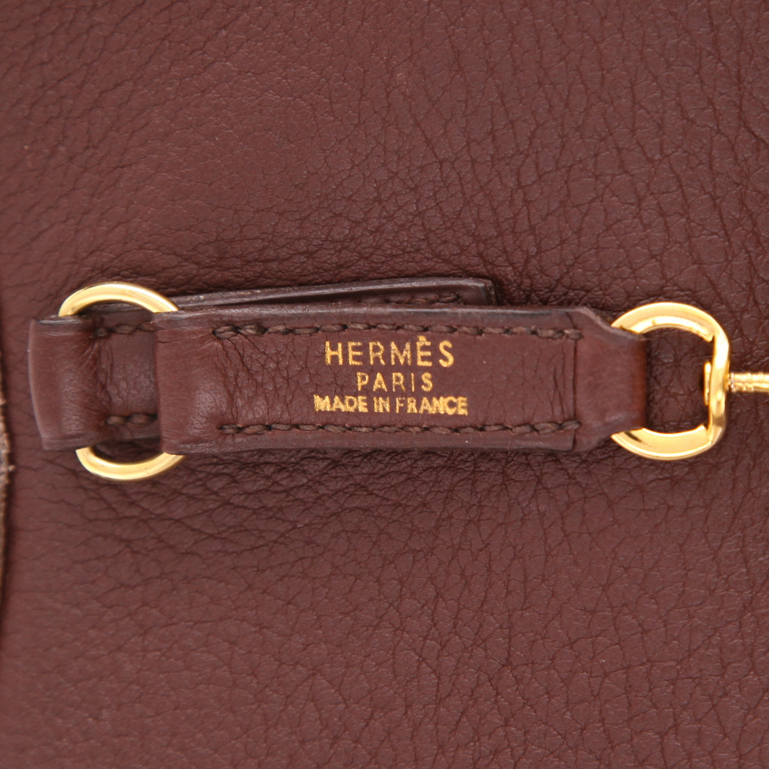 Bolso de mano Hermès  Trim en cuero togo marrón - Detail D2