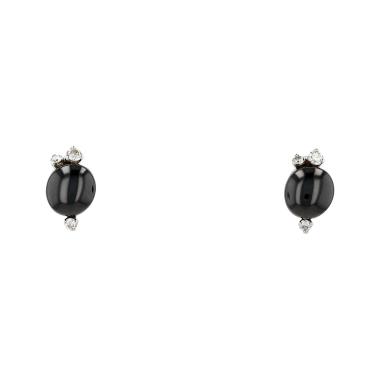 Paire de boucles d'oreilles Pomellato Capri en or blanc, céramique et diamants