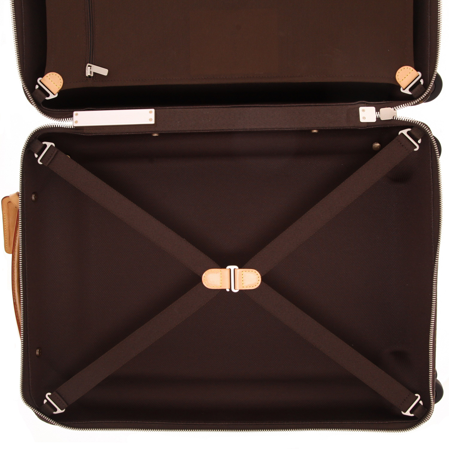 Valise rigide Louis Vuitton  Horizon 50 en toile monogram marron et cuir naturel - Detail D3