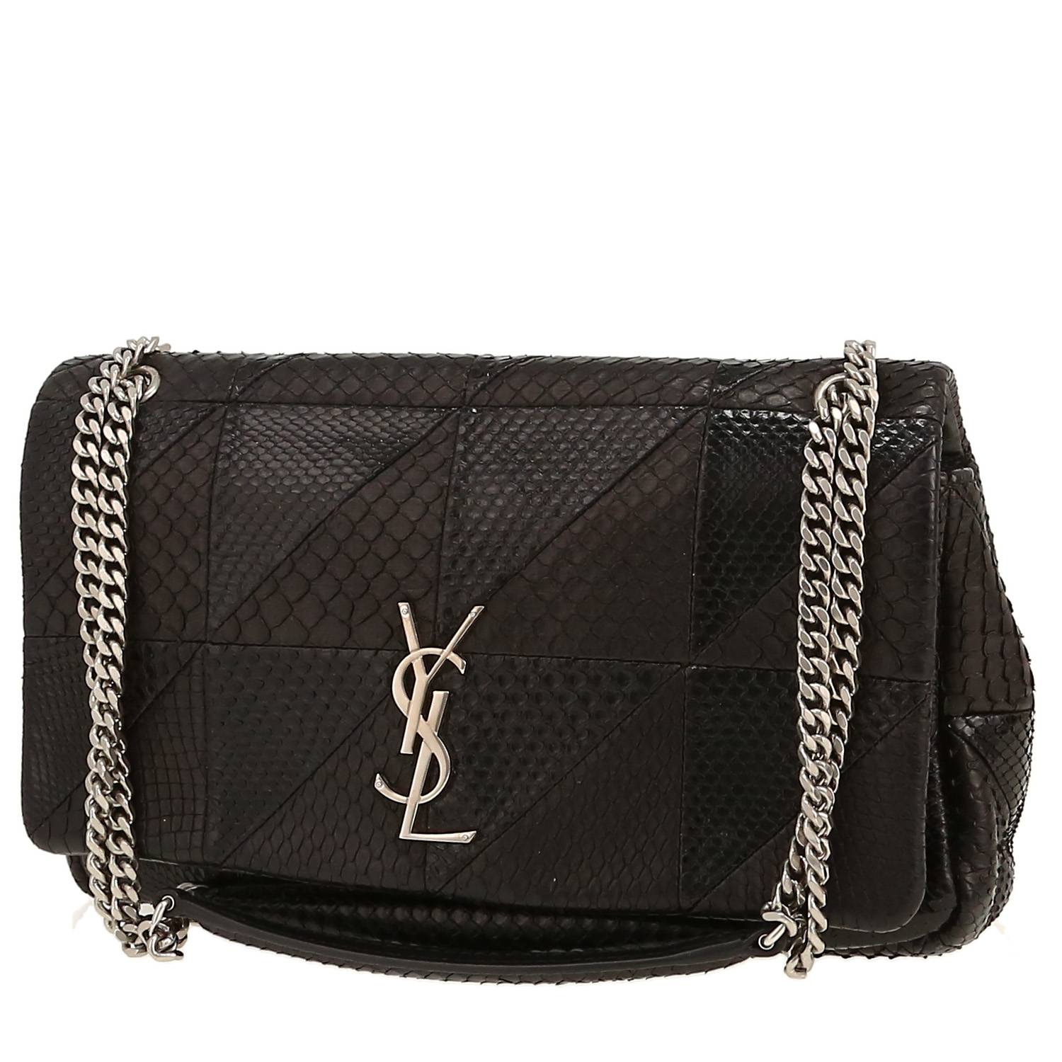 Sac à main Saint Laurent Jamie en serpent et python noir