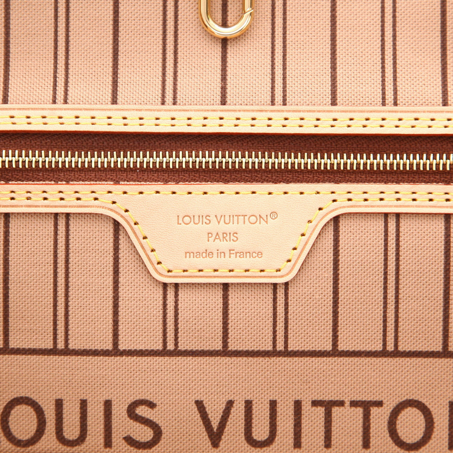 Louis Vuitton  Neverfull shopping bag  in brown monogram canvas  and natural leather - Detail D2