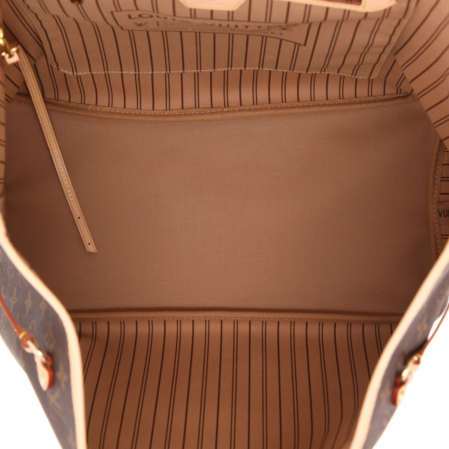 Bolso Cabás Louis Vuitton  Neverfull en lona Monogram marrón y cuero natural - Detail D3