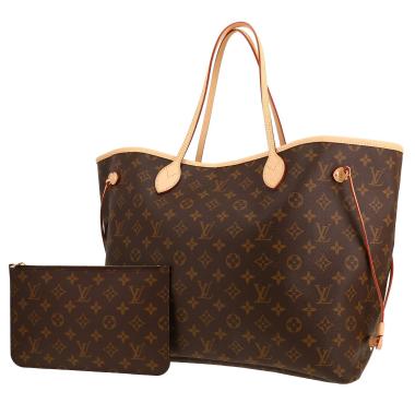 Louis Vuitton  Neverfull shopping bag  in brown monogram canvas  and natural leather