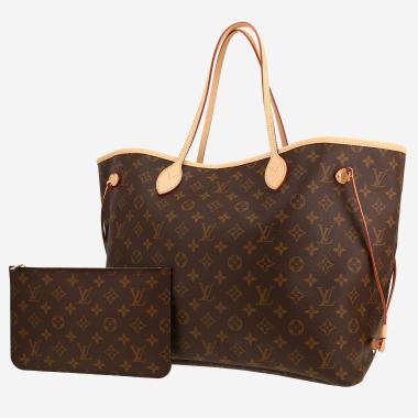 Louis Vuitton  Neverfull shopping bag  in brown monogram canvas  and natural leather