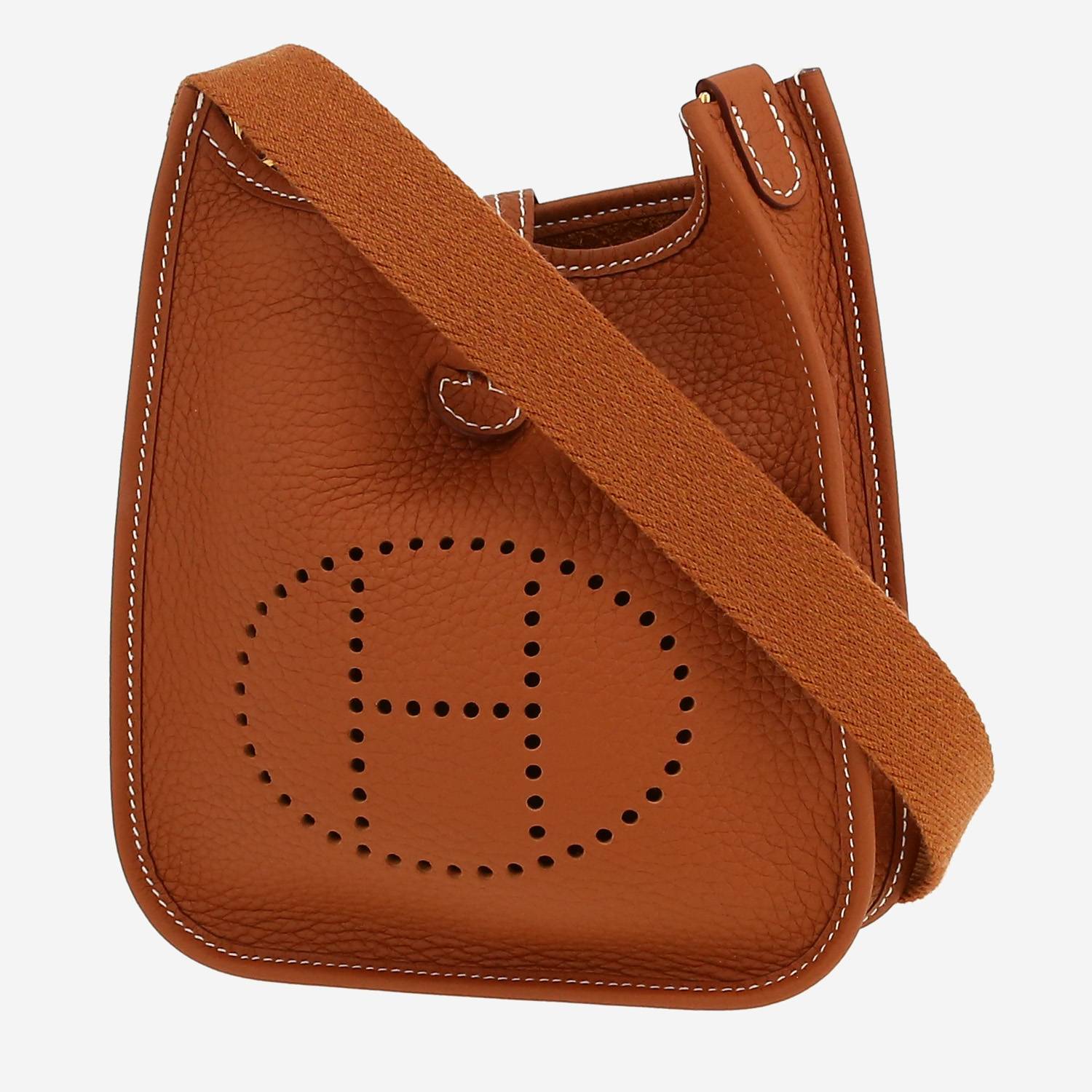 Bolso bandolera Hermès  Mini Evelyne en cuero taurillon clémence color oro