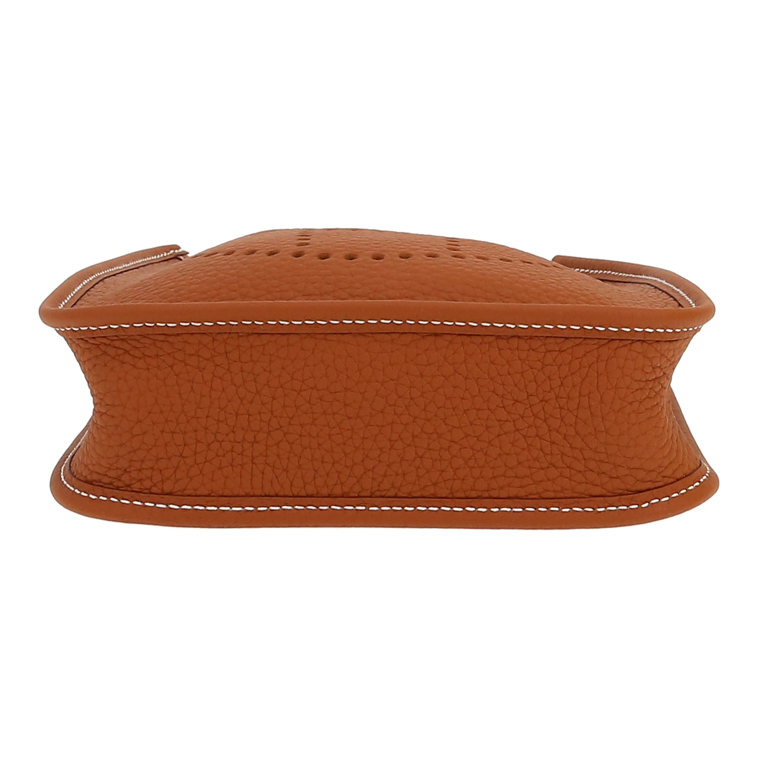 Bolso bandolera Hermès  Mini Evelyne en cuero taurillon clémence color oro - Detail D1