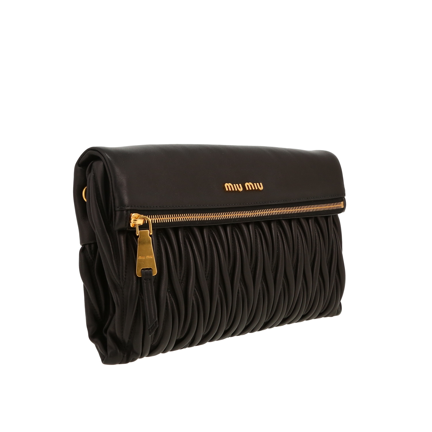Sac bandoulière Miu Miu   en cuir gaufré noir - Detail D6
