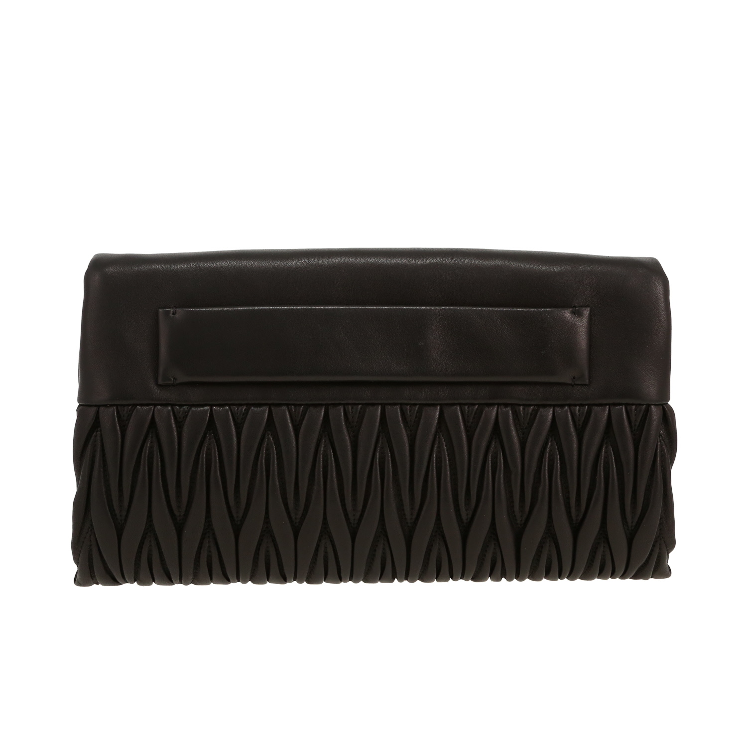 Sac bandoulière Miu Miu   en cuir gaufré noir - Detail D8