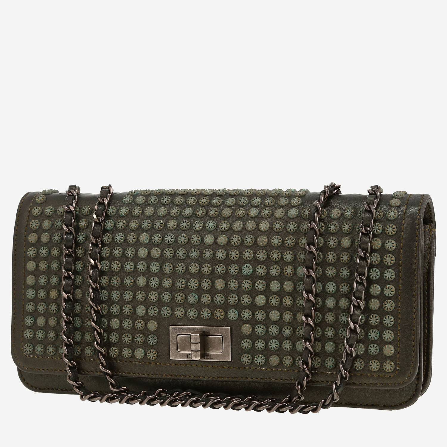 Sac à main Chanel  Baguette en cuir vert-kaki