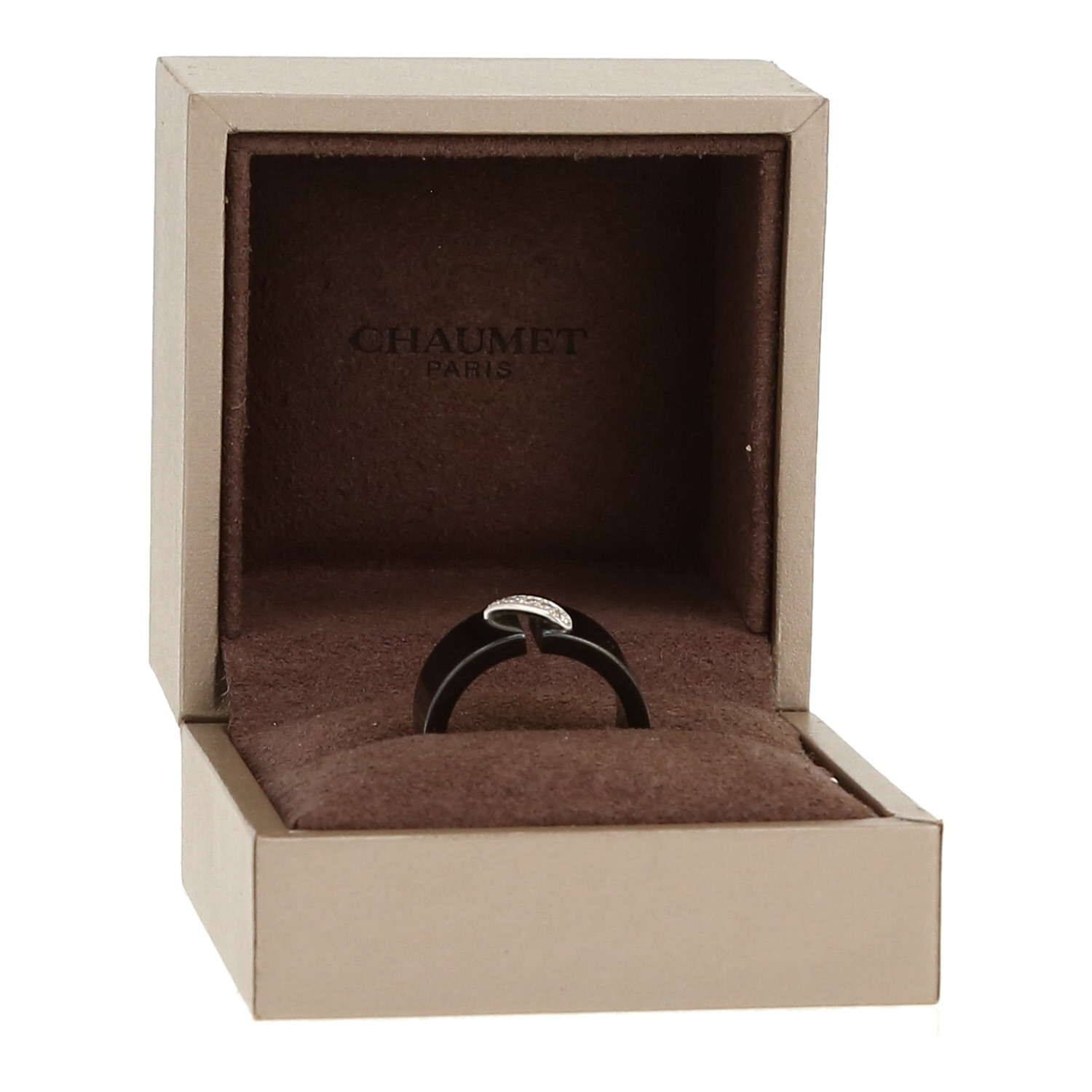 Chaumet Lien medium model ring in white gold, ceramic and diamonds - Detail D2