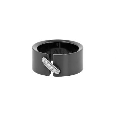 Bague Chaumet Lien moyen modèle en or blanc, céramique noire et diamants