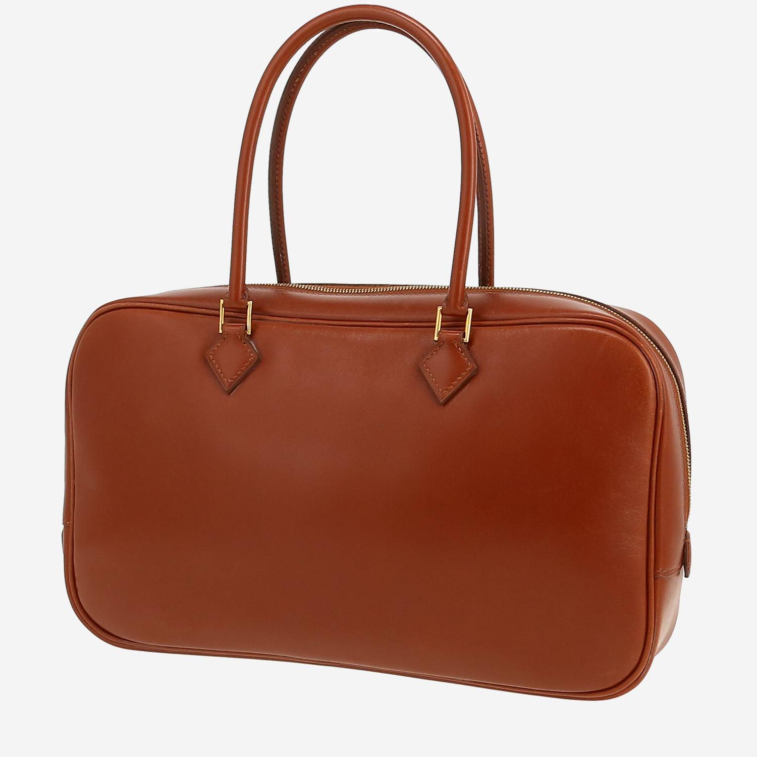 Bolso de mano Hermès  Plume en cuero box color avellana