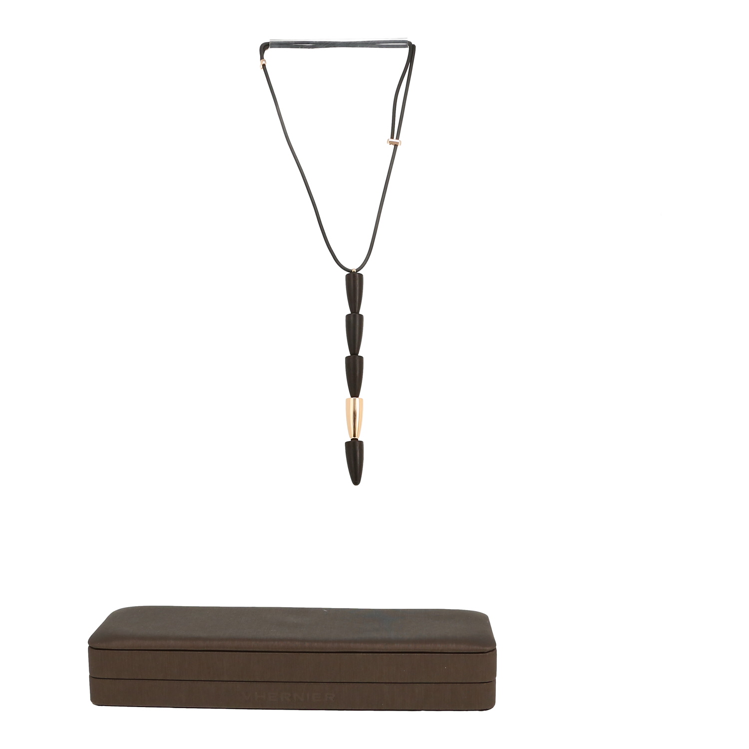 Vhernier Calla necklace in pink gold and ebony - Detail D2
