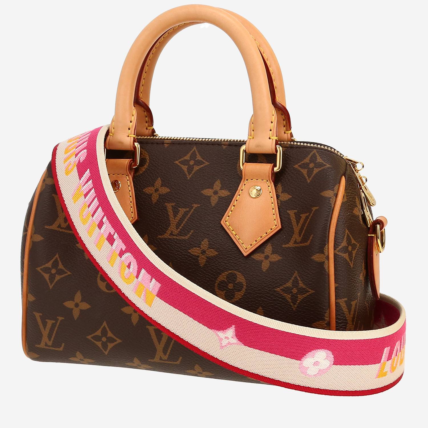 Bolso bandolera Louis Vuitton  Nano Speedy en lona Monogram marrón y cuero natural